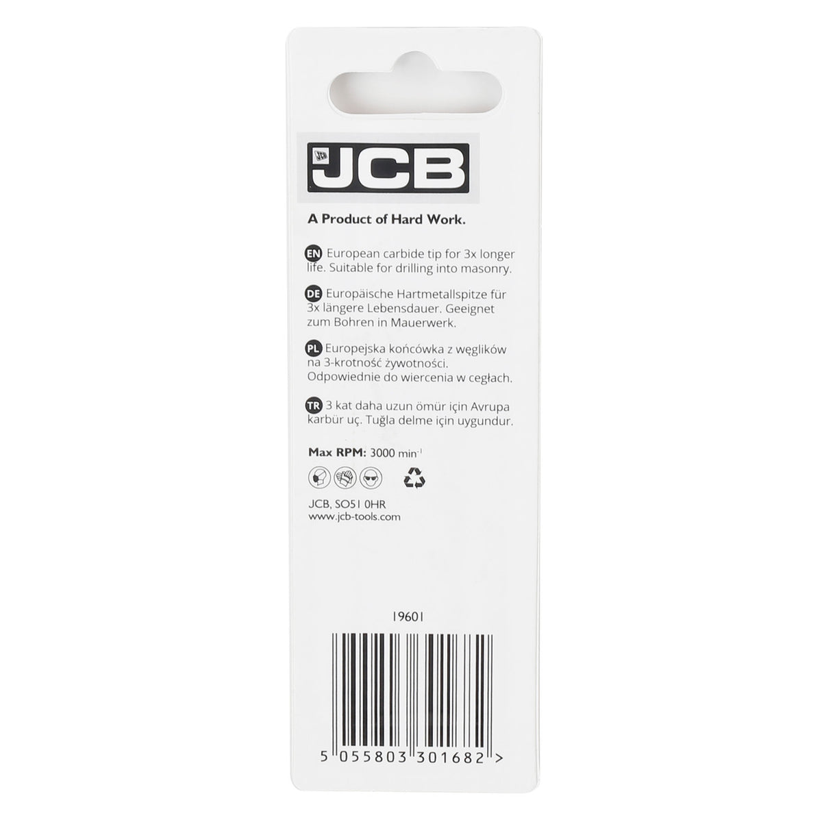 JCB Masonry Drill Bit 3 x 70 m | 5055803301682