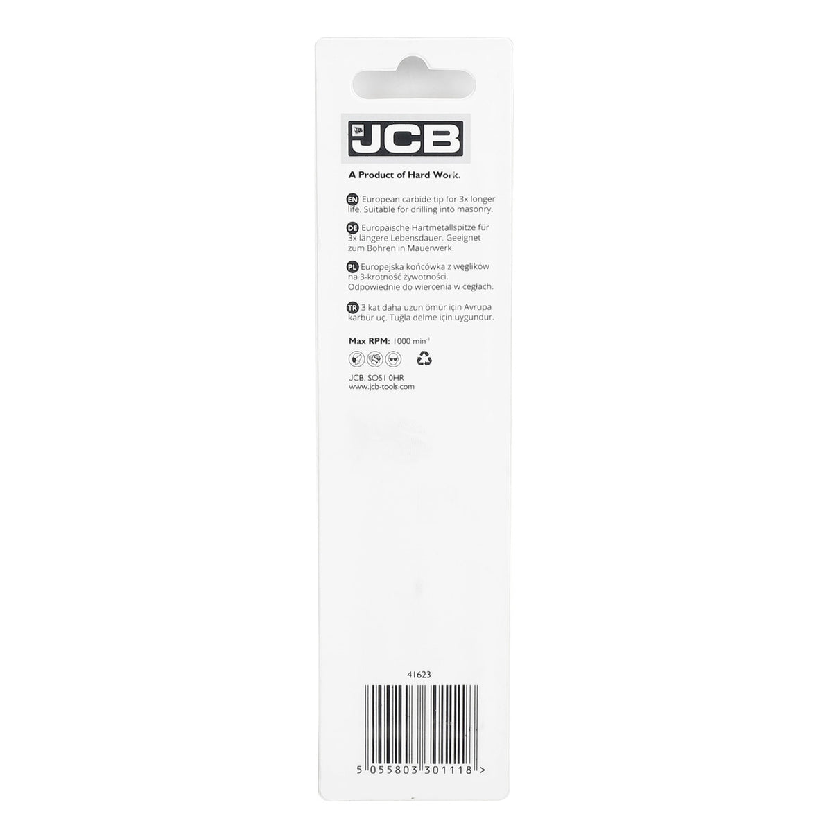 JCB Masonry Drill Bit 16 x 150 mm | 5055803301118