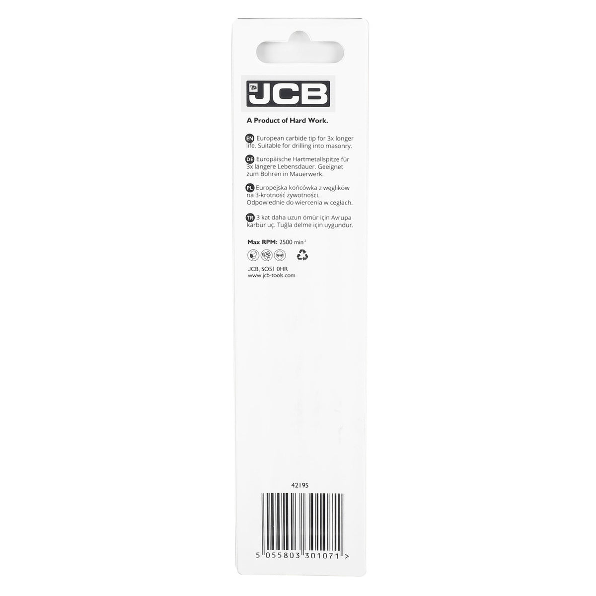 JCB Masonry Drill Bit 8 x 150 mm | 5055803301071
