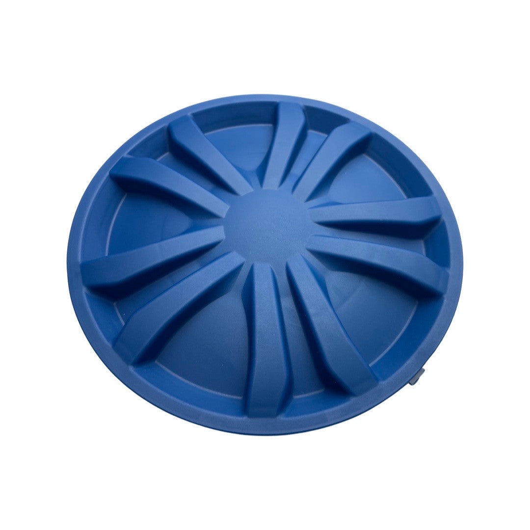 1355001 - replacement Wheel Cover for the Hyundai HYSW1600E Artificial Grass Sweeper OEM spare part blue plastic