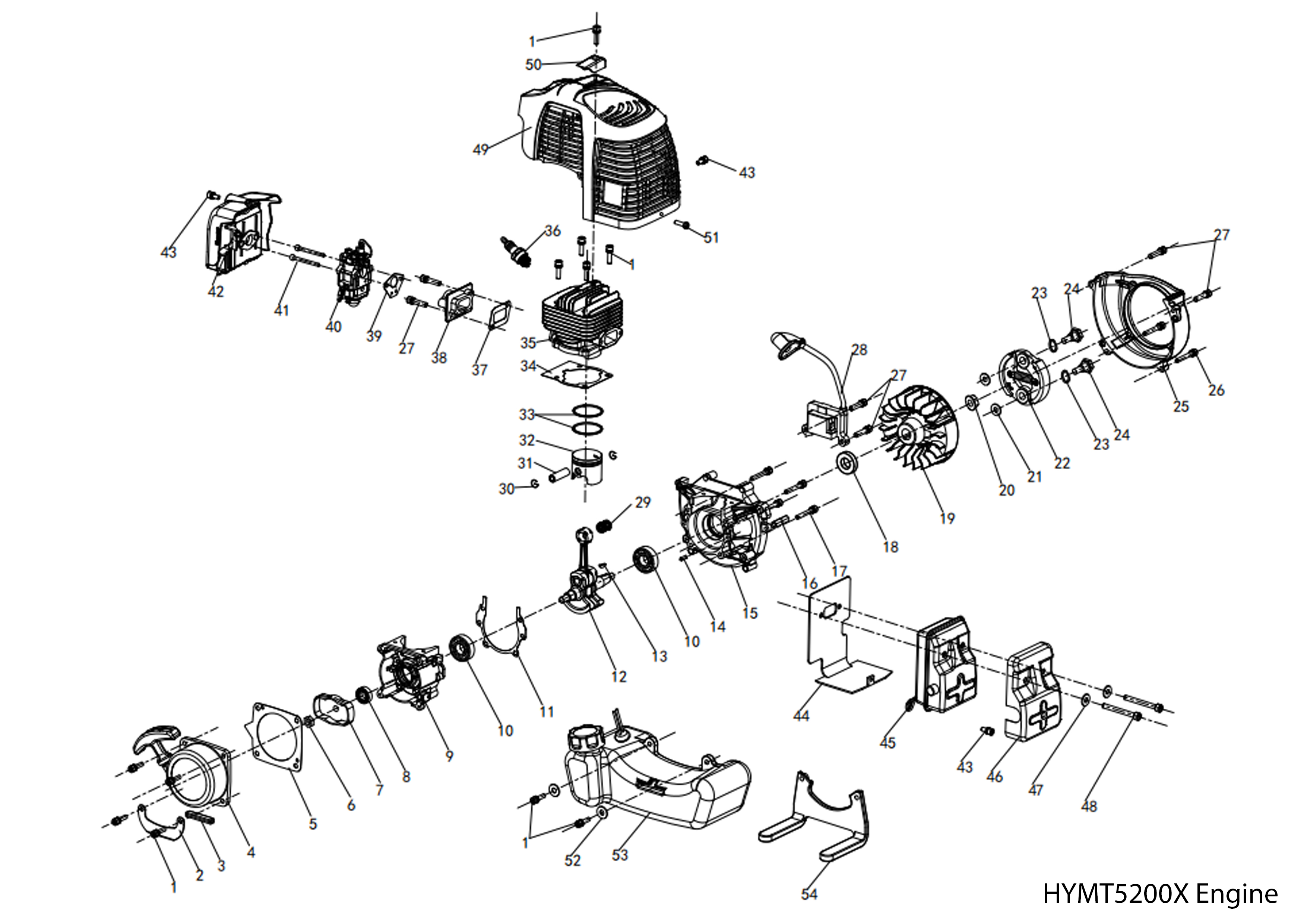 52 CC Brush Cutter Spare Parts full range